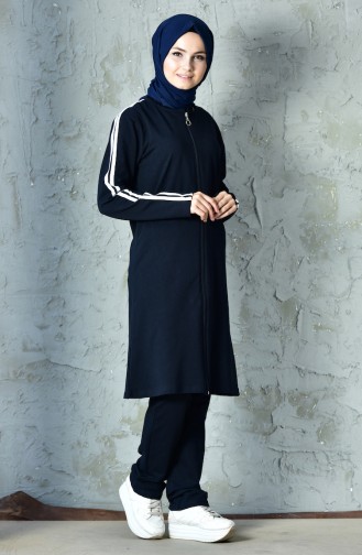 Zippered Tracksuit Suit 10100B-02 Navy 10100B-02