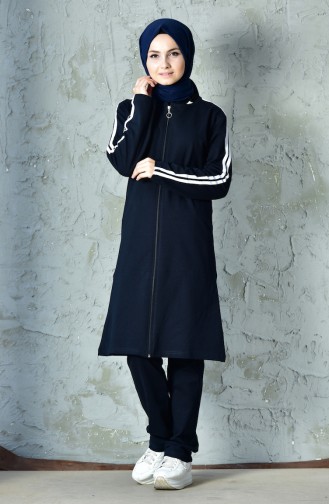 Zippered Tracksuit Suit 10100B-02 Navy 10100B-02