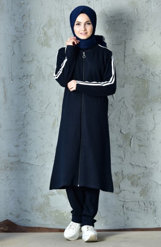 Zippered Tracksuit Suit 10110B-02 Navy 10110B-02