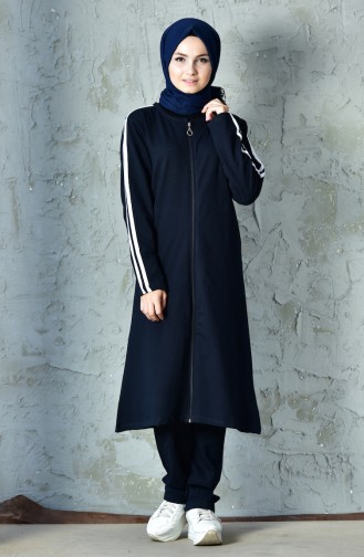 Zippered Tracksuit Suit 10110B-02 Navy 10110B-02