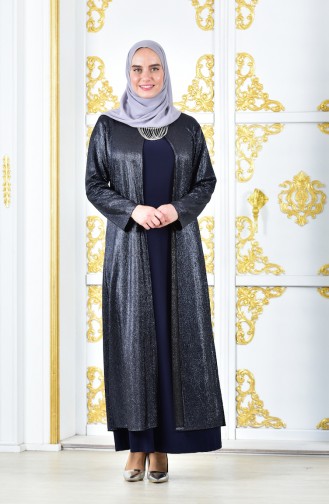 Navy Blue Hijab Evening Dress 1060-01