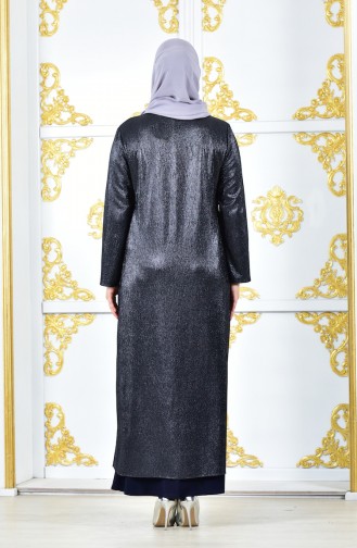 Navy Blue Hijab Evening Dress 1060-01