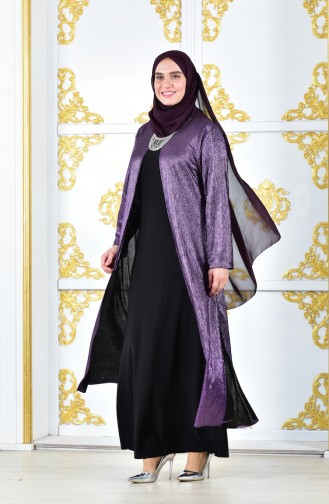 Purple Hijab Evening Dress 1060-02