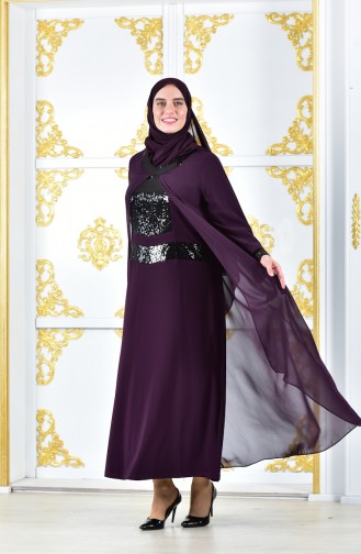 Pailetten Kleid aus Chiffon 2180-05 Lila 2180-05