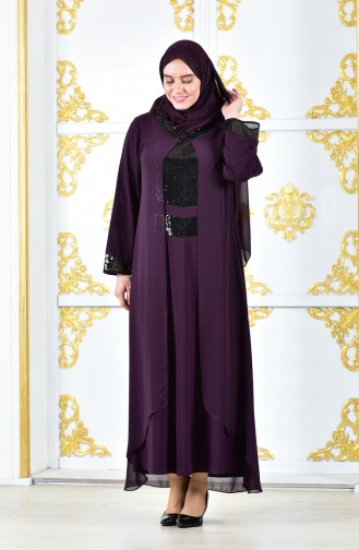 Pailetten Kleid aus Chiffon 2180-05 Lila 2180-05