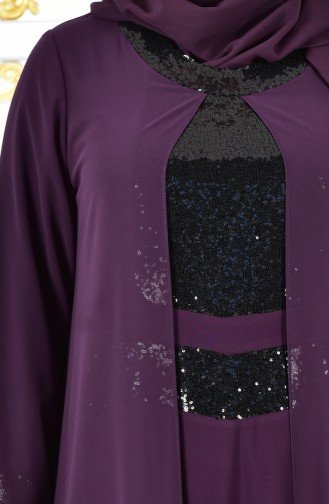 Sequin Chiffon Dress 2180-05 Purple 2180-05