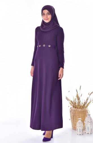 Kleid mit Gürtel 4474-02 Lila 4474-02