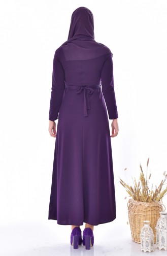 Kleid mit Gürtel 4474-02 Lila 4474-02