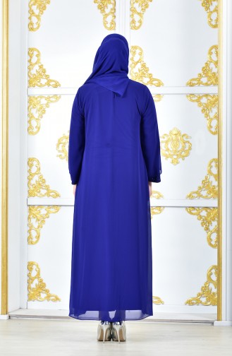 Robe de Soirée a Paillettes Grande Taille 1047-03 Bleu Roi 1047-03