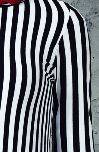 Tunik Pantolon İkili Takım 6011-01 Siyah Beyaz
