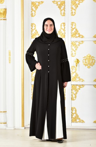 Kleid mit Langer Jacke 1817032-205 Schwarz Weiß 1817032-205