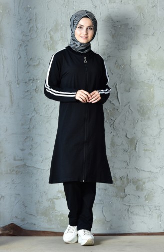 Zippered Tracksuit Suit 10100B-01 Black 10100B-01