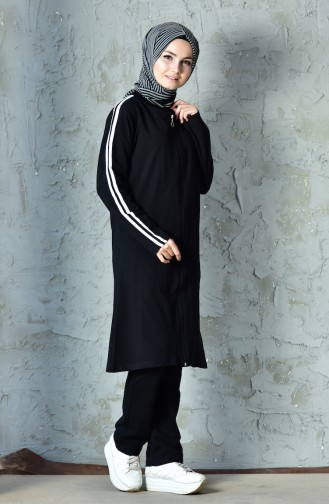 Zippered Tracksuit Suit 10100B-01 Black 10100B-01