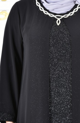 Plus Size Silvery Evening Dress 1047-02 Black 1047-02