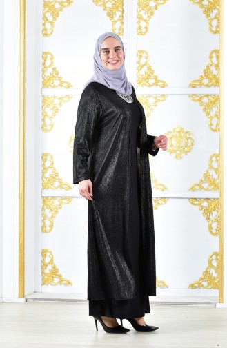Large Size Suit Dress Evening Dress 1060-04 Black 1060-04