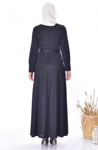 Düğme Detaylı Elbise 1866-01 Siyah