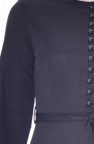 فستان بتفاصيل من الأزرار 1866-01 لون أسود 1866-01