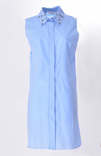 Col Chemise Perlées 8060B-04 Bleu Bébé 8060B-04