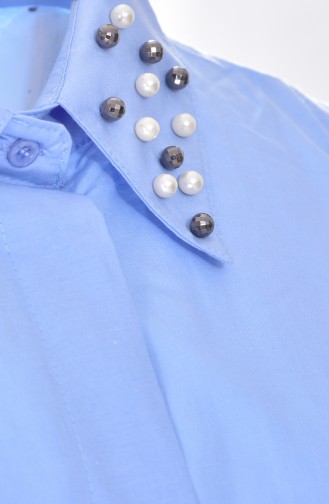 Col Chemise Perlées 8060B-04 Bleu Bébé 8060B-04