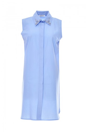 Col Chemise Imprimée de Pierre 8060D-04 Bleu Bébé 8060D-04