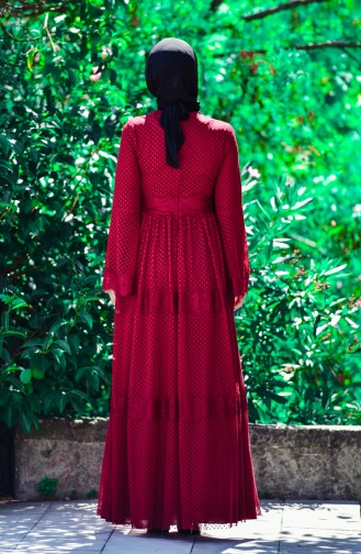 Claret Red Hijab Dress 52709 -06