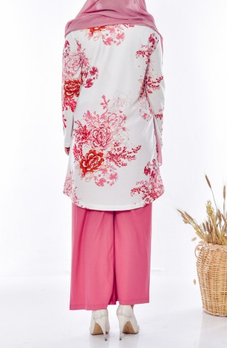 Patterned Tunic Trousers Double Suit 0278-04 Dried rose 0278-04