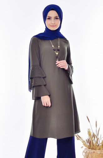 Kolyeli Tunik 4964-04 Haki 4964-04