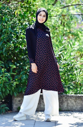Puantiyeli Uzun Tunik 4400A-01 Kırmızı
