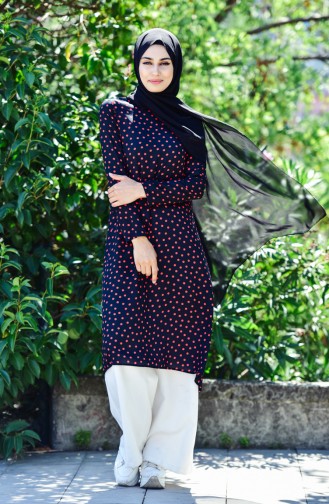 Puantiyeli Uzun Tunik 4400A-01 Kırmızı