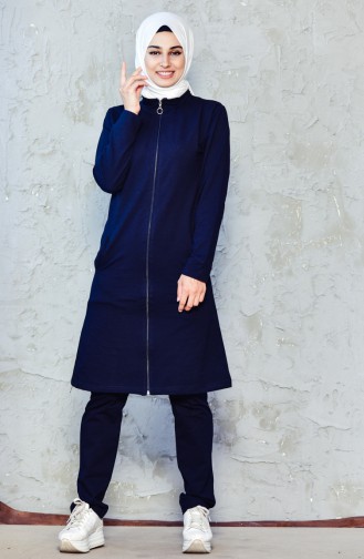 Zippered Tracksuit Suit 20100-02 Navy 20100-02