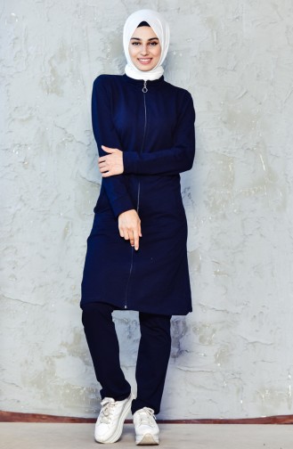 Zippered Tracksuit Suit 20100-02 Navy 20100-02