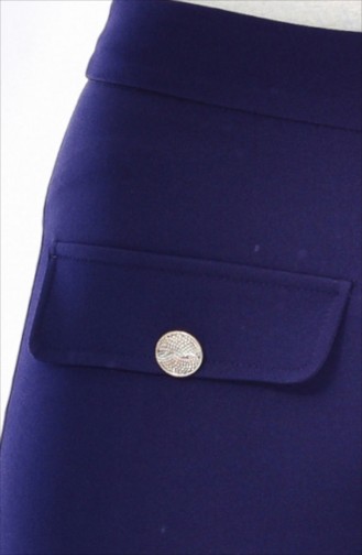 Pantalon Simple Détail Poches 1647-07 Bleu Marine 1647-07