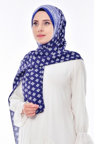 Patterned Cotton Shawl 60167-01 Navy 60167-01