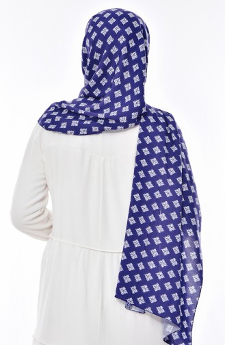 Patterned Cotton Shawl 60167-01 Navy 60167-01