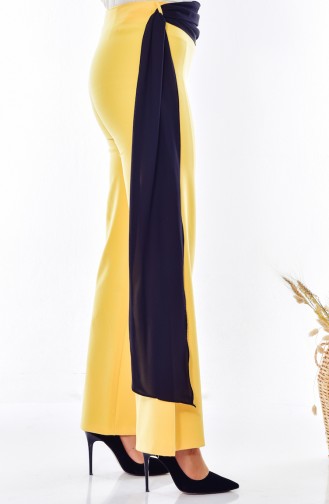 Belted Straight Trousers Pants 1653-03 Yellow 1653-03