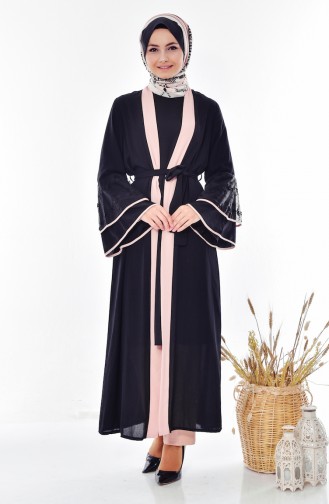 Abaya a Ceinture 8530-01 Noir 8530-01