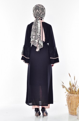 Abaya a Ceinture 8530-01 Noir 8530-01