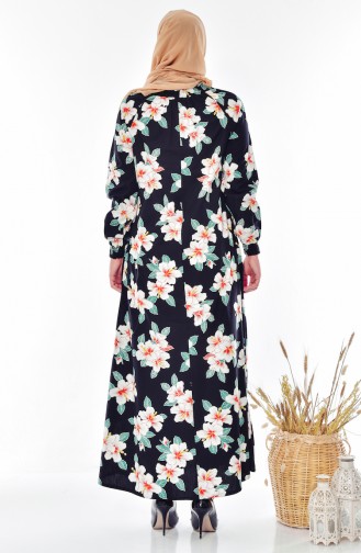 Flower Patterned Dress 0217-01 Black 0217-01