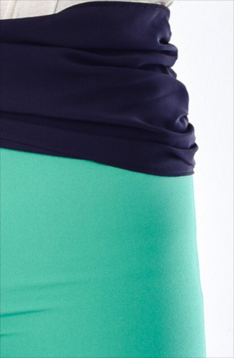 Belted Straight Trousers 1653-08 Green 1653-08