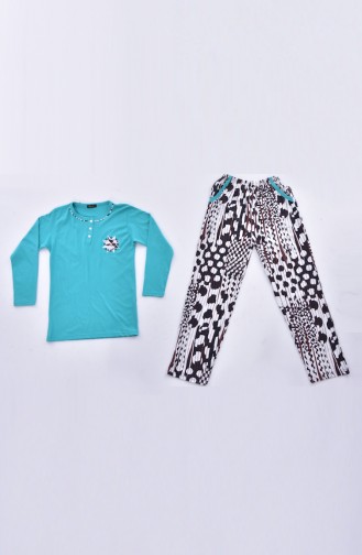 Embroidered Pajamas Suit 0520-02 Green 0520-02