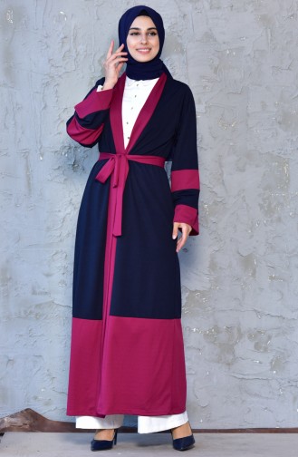 Belted Abaya 3318-02 Navy Blue 3318-02