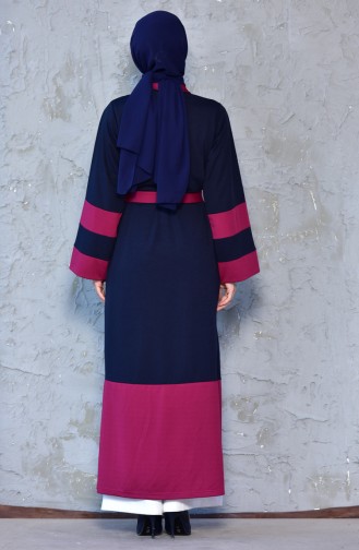 Kuşaklı Abaya 3318-02 Lacivert