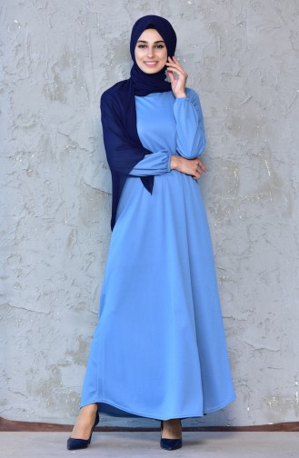Blue Hijab Dress 6666-09