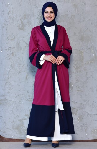 Abaya a Ceinture 3318-03 Plum 3318-03