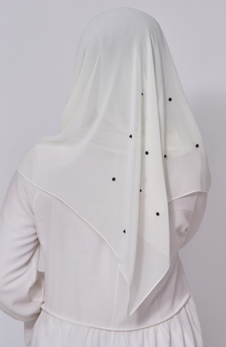 Metal Studded Chiffon Shawl 3030-10 Cream 10