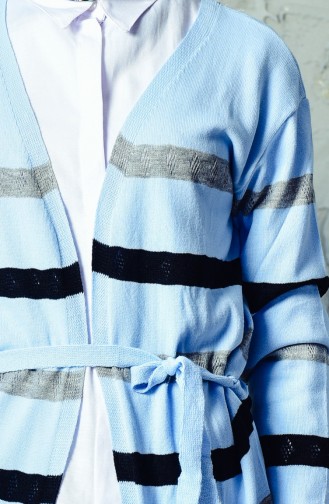 Striped Belted Cardigan 2076-01 Bebe Blue 2076-01