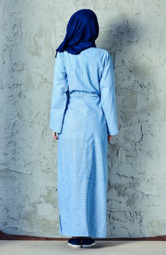 فستان رياضي بتصميم مُخطط 4403-03 لون أزرق فاتح 4403-03