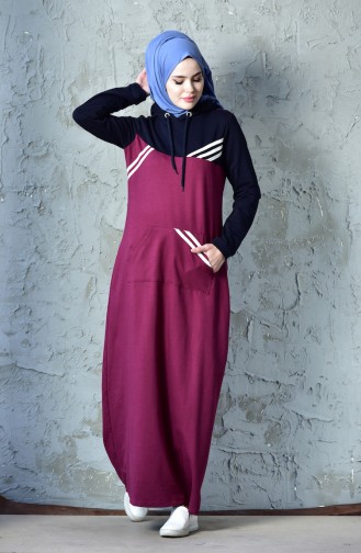 فستان رياضي بتصميم جيوب 8213-05 لون خمري 8213-05