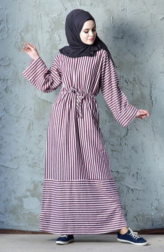 Claret Red Hijab Dress 4402-02