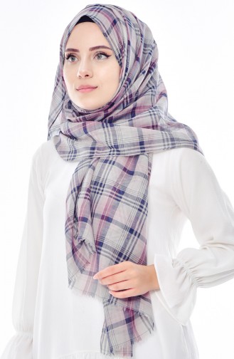 Cotton Plaid Shawl 99215-02 Gray Black 99215-02